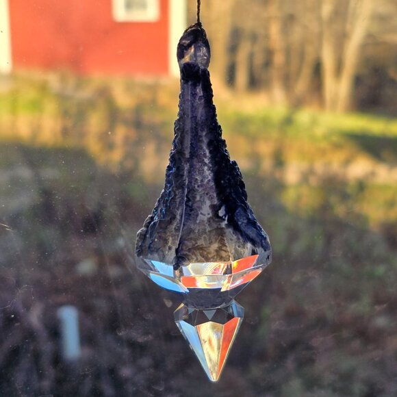 VTG Acrylic Faceted Teardrop 5" Christmas Ornaments String Hangers Lot of 6 - Picture 7 of 14